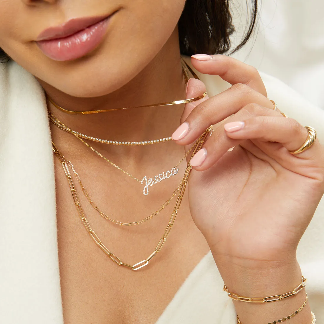 14K Paper Clip Chain Necklace