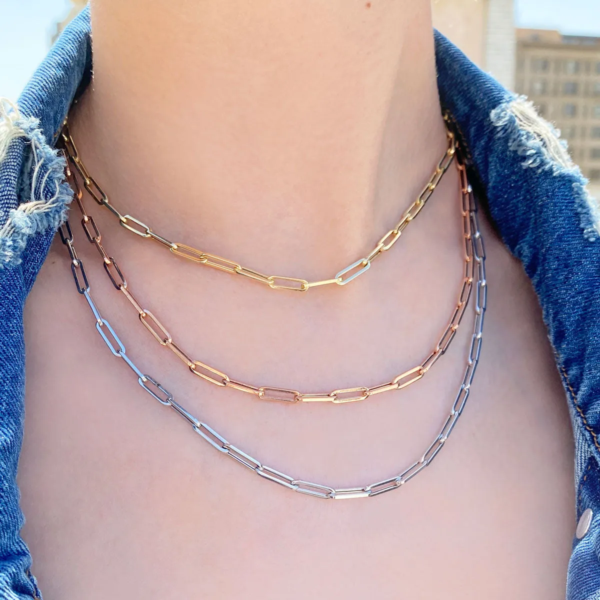 14K Paper Clip Chain Necklace