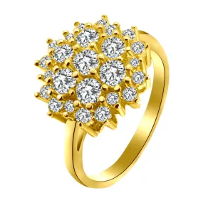 18K Gold Brass CZ Stone Cluster Ring / FSR0009