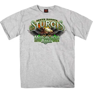 2024 Sturgis #1 Men's Design Eagle & Skull Ash Motorcycle Rally T-Shirt SPB1140