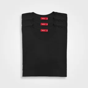 3 Pack | Women’s T-Shirts, Recycled Cotton, Black