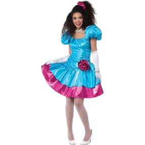 80s Party Dress Costume for Adults, Blue and Pink Dress