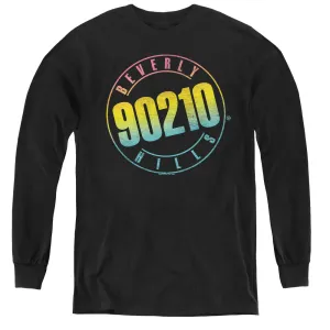 90210 Color Blend Logo Long Sleeve Kids Youth T Shirt Black