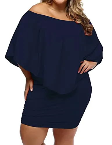 ADEWEL Women's Sexy Off Shoulder Multiple Dress Layered Party Cocktail Mini Dresses