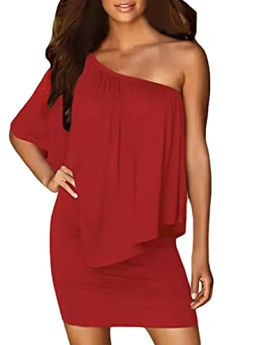 ADEWEL Women's Sexy Off Shoulder Multiple Dress Layered Party Cocktail Mini Dresses