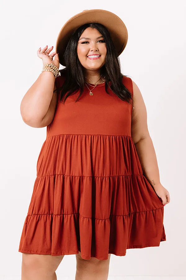 Apple Spiced Wishes Babydoll Dress In Rust   Curves