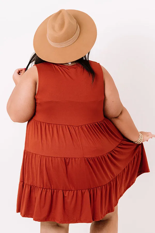 Apple Spiced Wishes Babydoll Dress In Rust   Curves