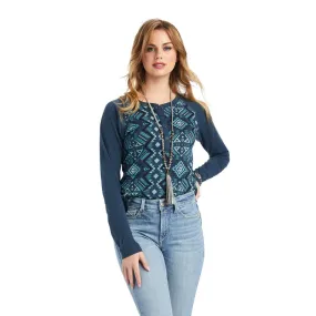 Ariat Women's Maze Midnight Navy Long Sleeve Shirt 10042300