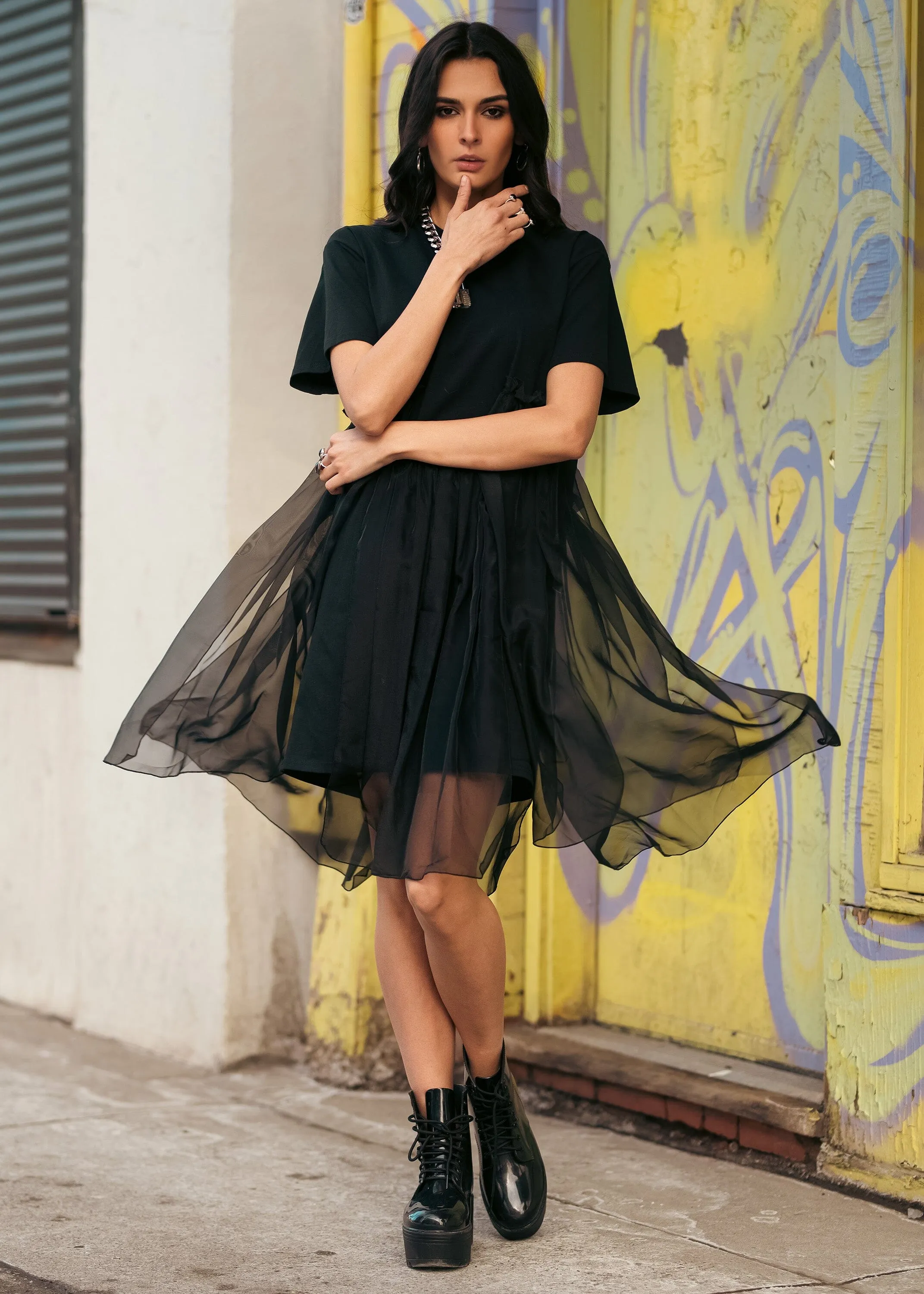 Babydoll Tulle Tee Dress