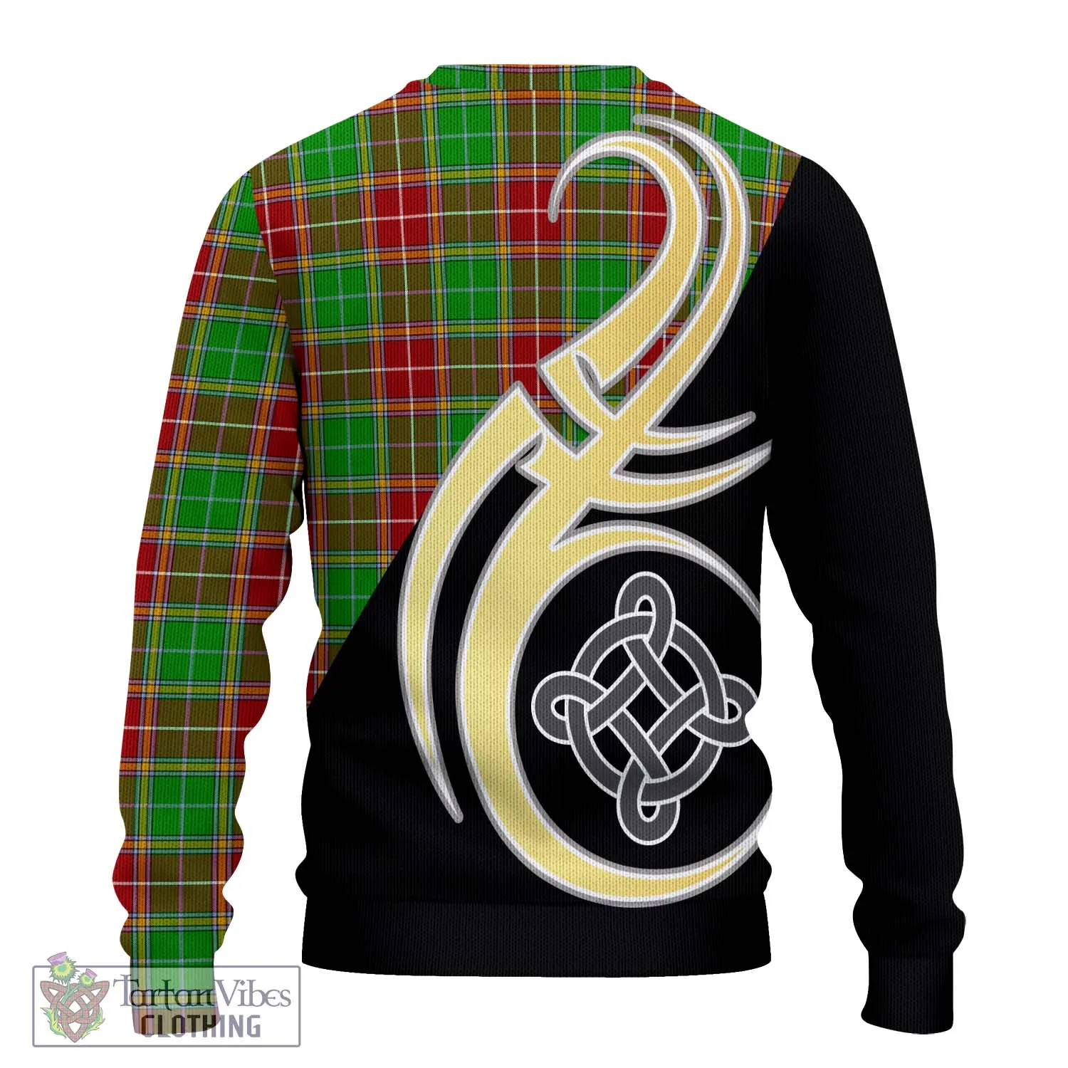 Baxter Modern Tartan Ugly Sweater with Family Crest and Celtic Symbol Style