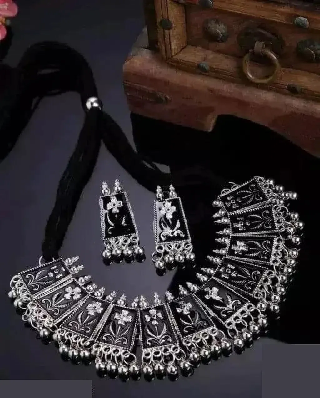 Beautiful Silver Plated Oxidised Jewellery Set