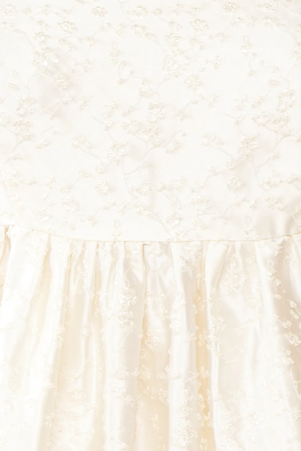 Betie | Ivory Satin Embroidered Babydoll Dress