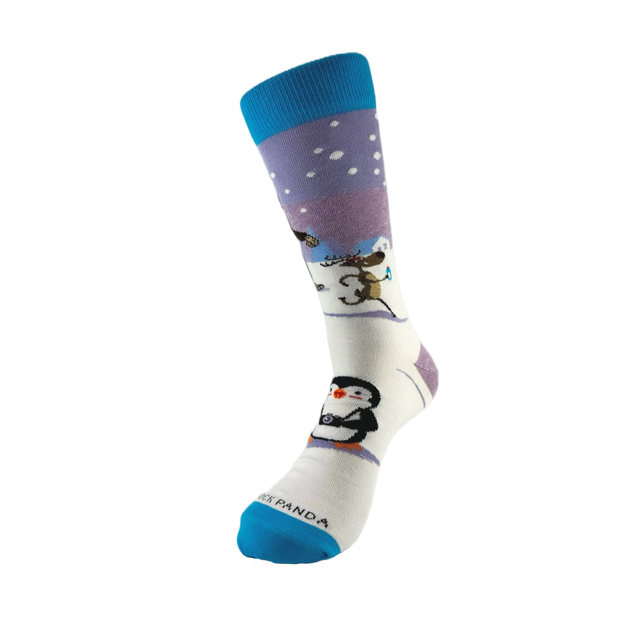 Bigfoot with Reindeer and Penguin Socks from the Sock Panda (Adult Large - Men's Shoe Sizes 8-12)