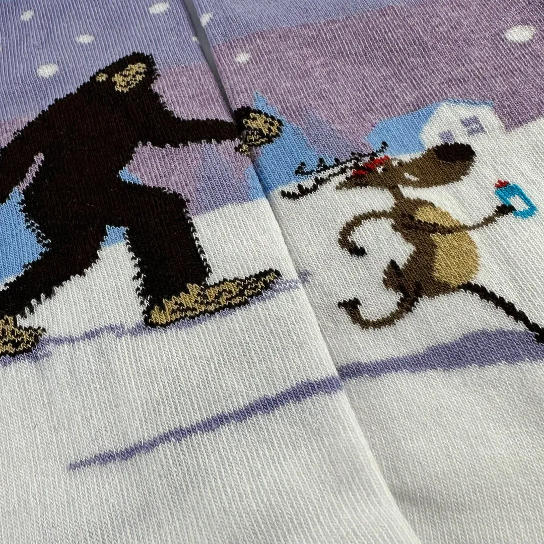 Bigfoot with Reindeer and Penguin Socks from the Sock Panda (Adult Large - Men's Shoe Sizes 8-12)