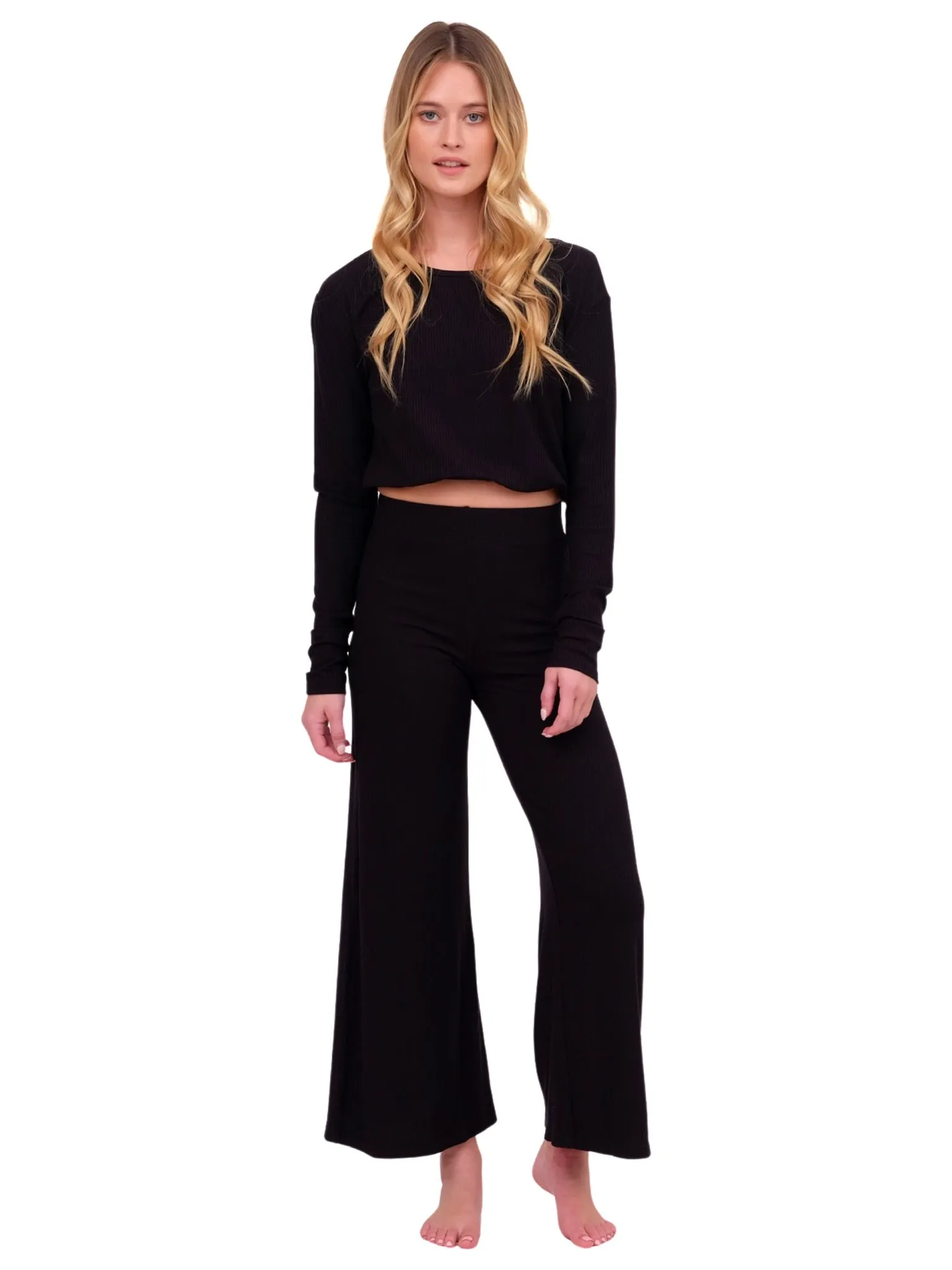 Black Ribbed Cropped Sweater