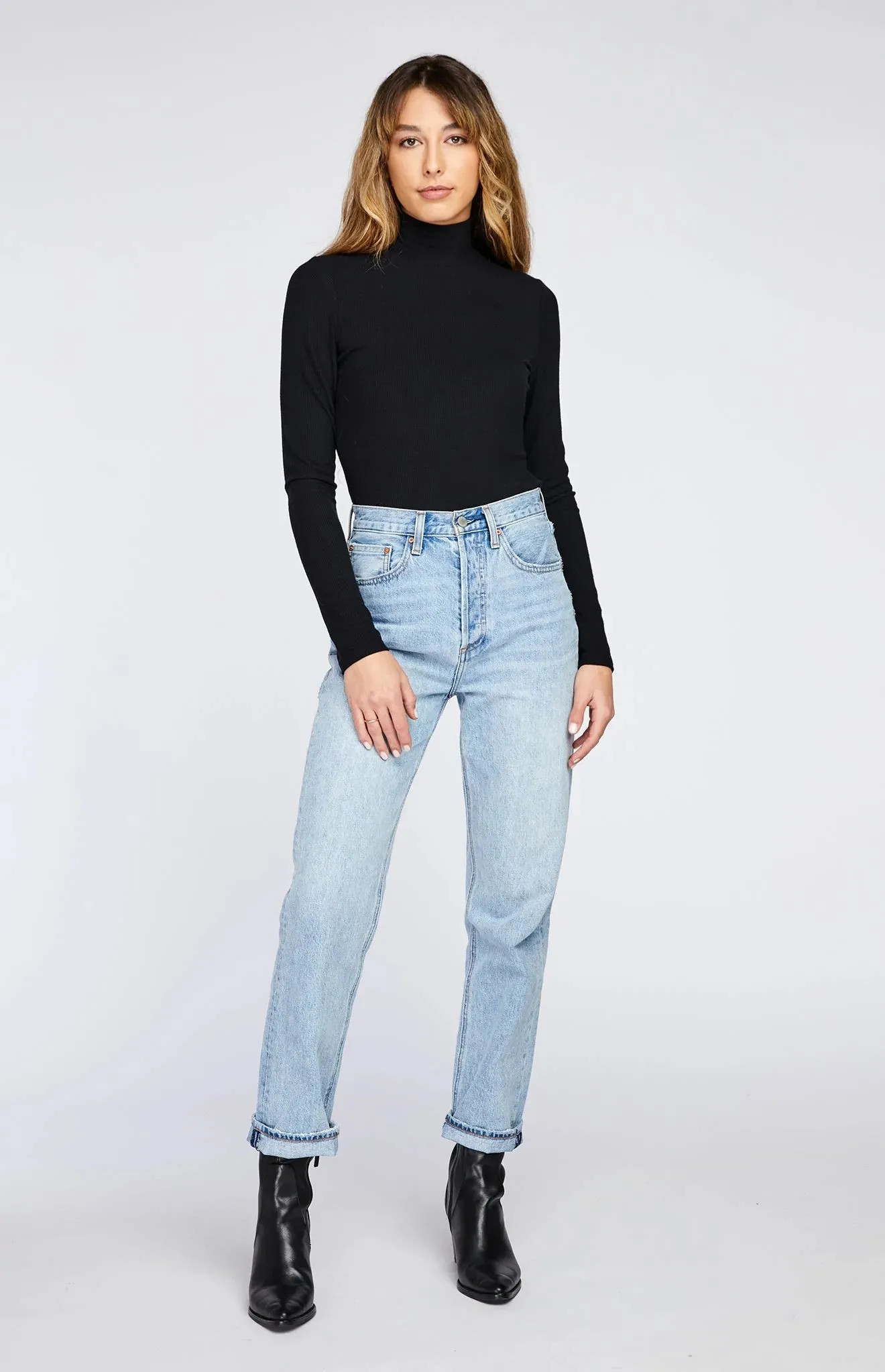 Black Ribbed Turtleneck Noah Top