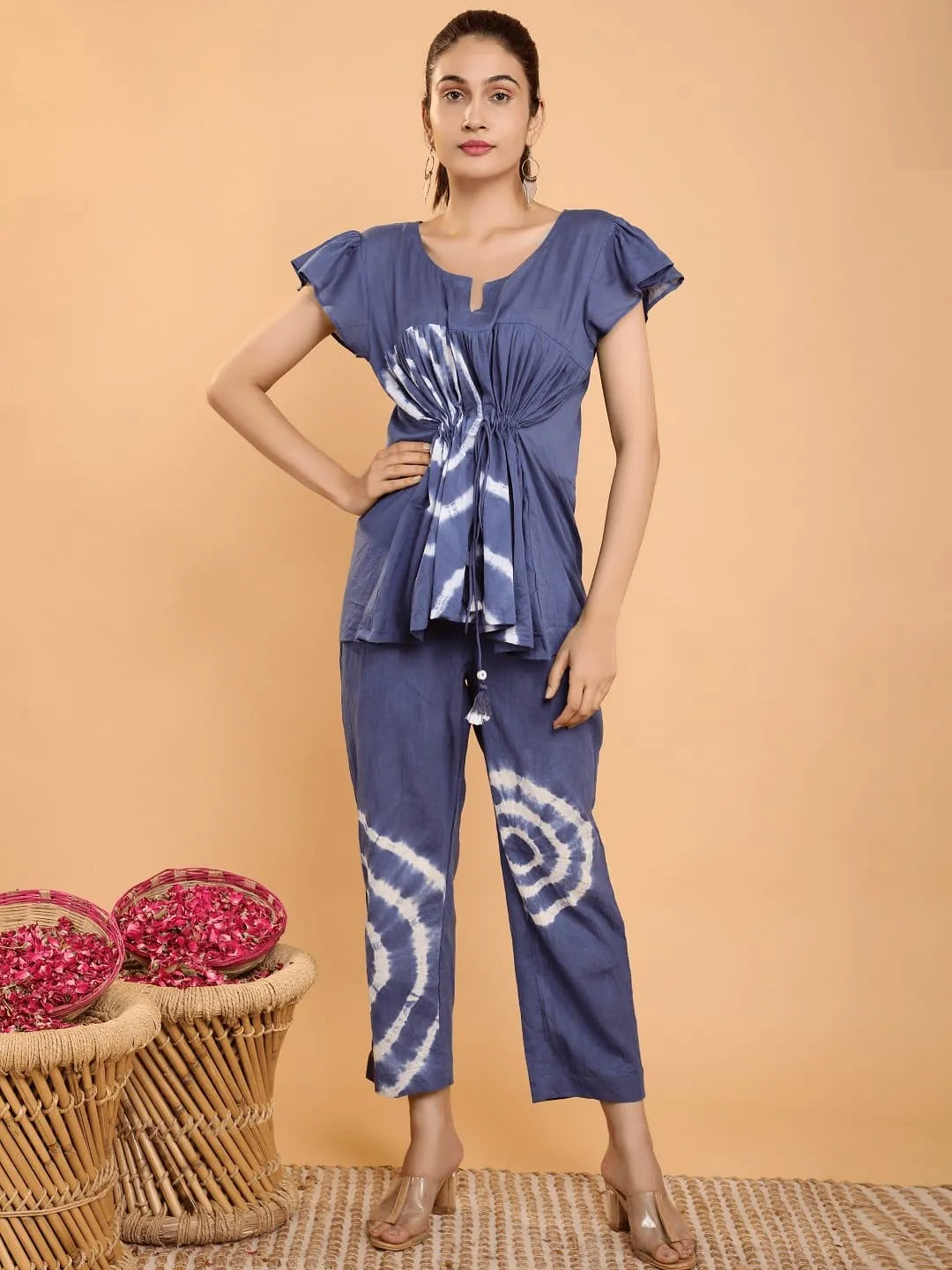 Blue Tie Dye Flared Co-Ord Set