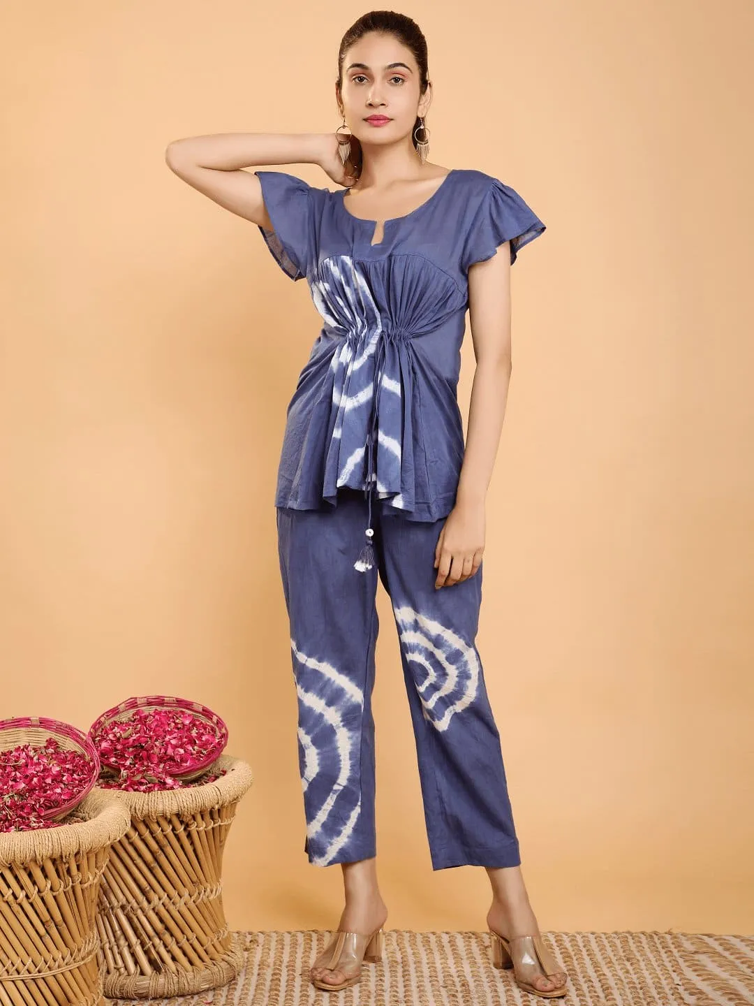 Blue Tie Dye Flared Co-Ord Set