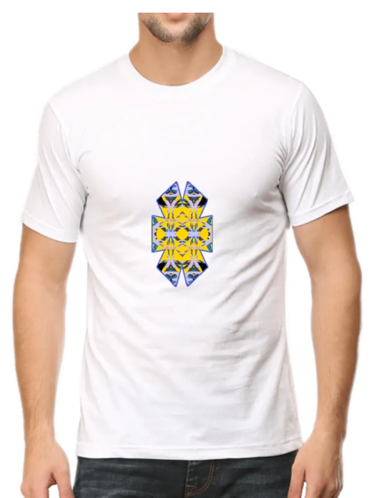 Blue Yellow Geometric Design Men's T Shirt D16