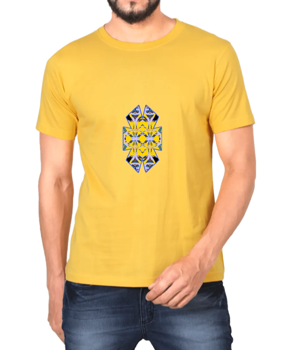 Blue Yellow Geometric Design Men's T Shirt D16