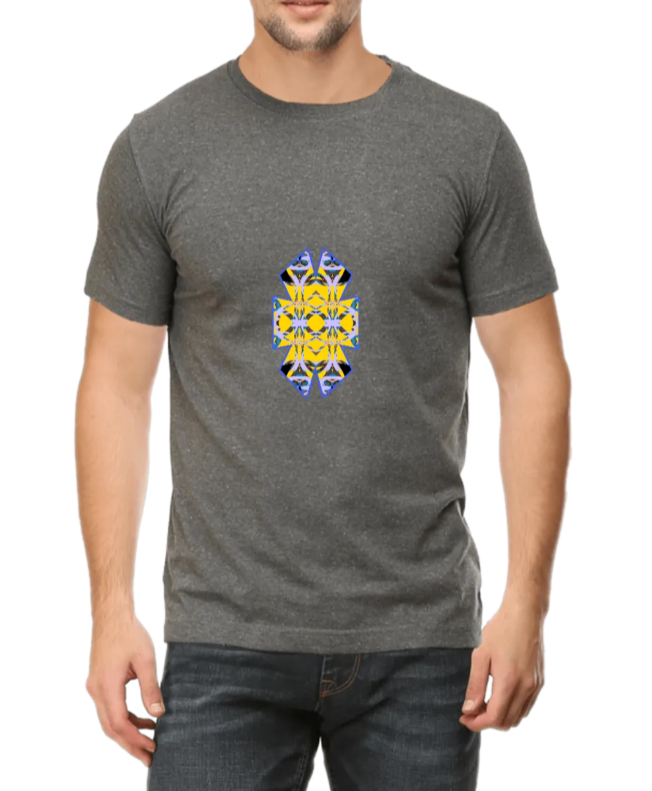 Blue Yellow Geometric Design Men's T Shirt D16