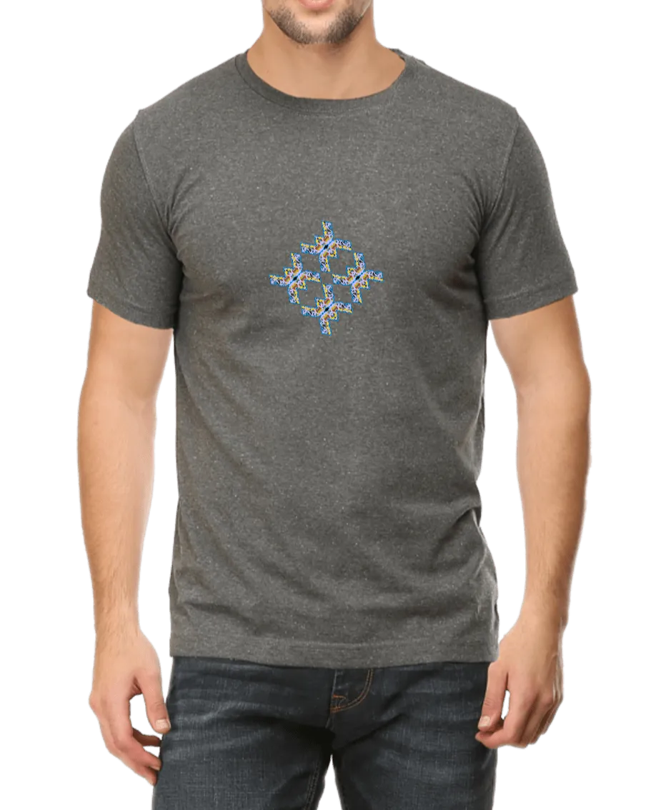 Blue Yellow Geometric Pattern Design Men's T Shirt D15