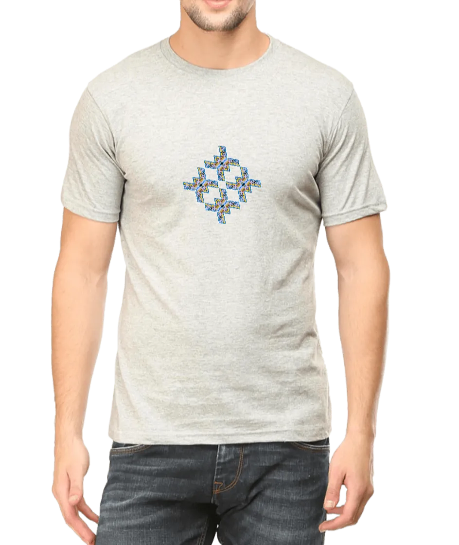 Blue Yellow Geometric Pattern Design Men's T Shirt D15