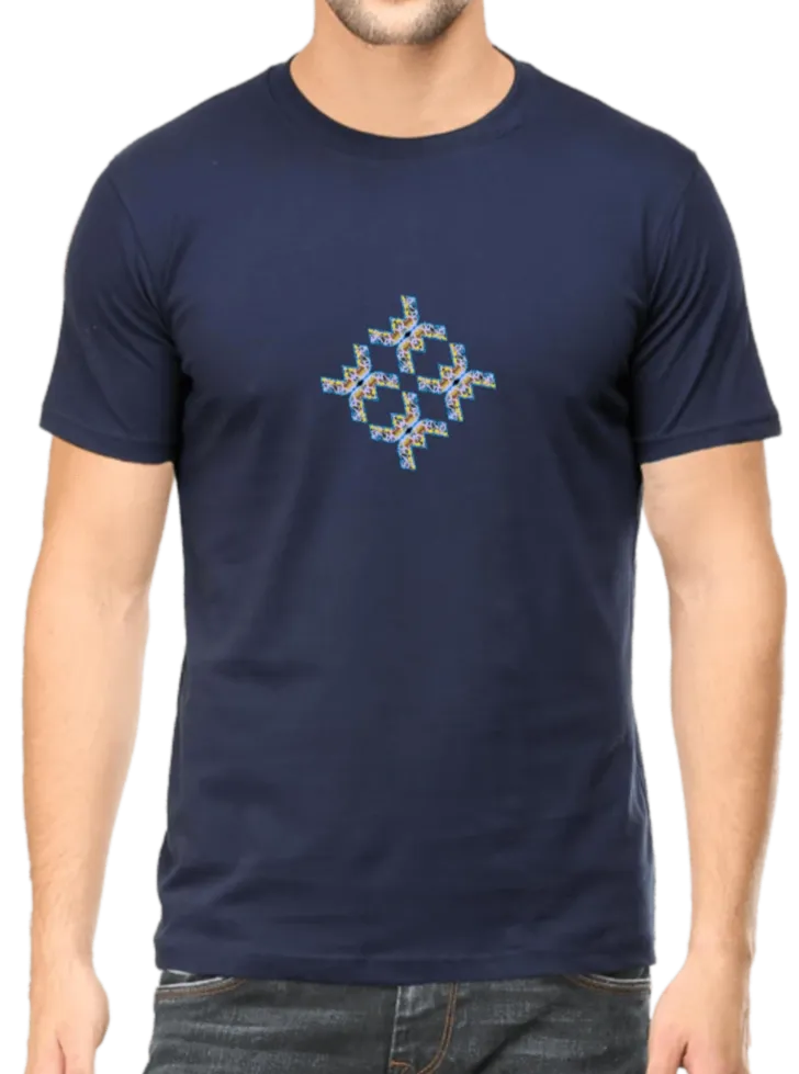 Blue Yellow Geometric Pattern Design Men's T Shirt D15