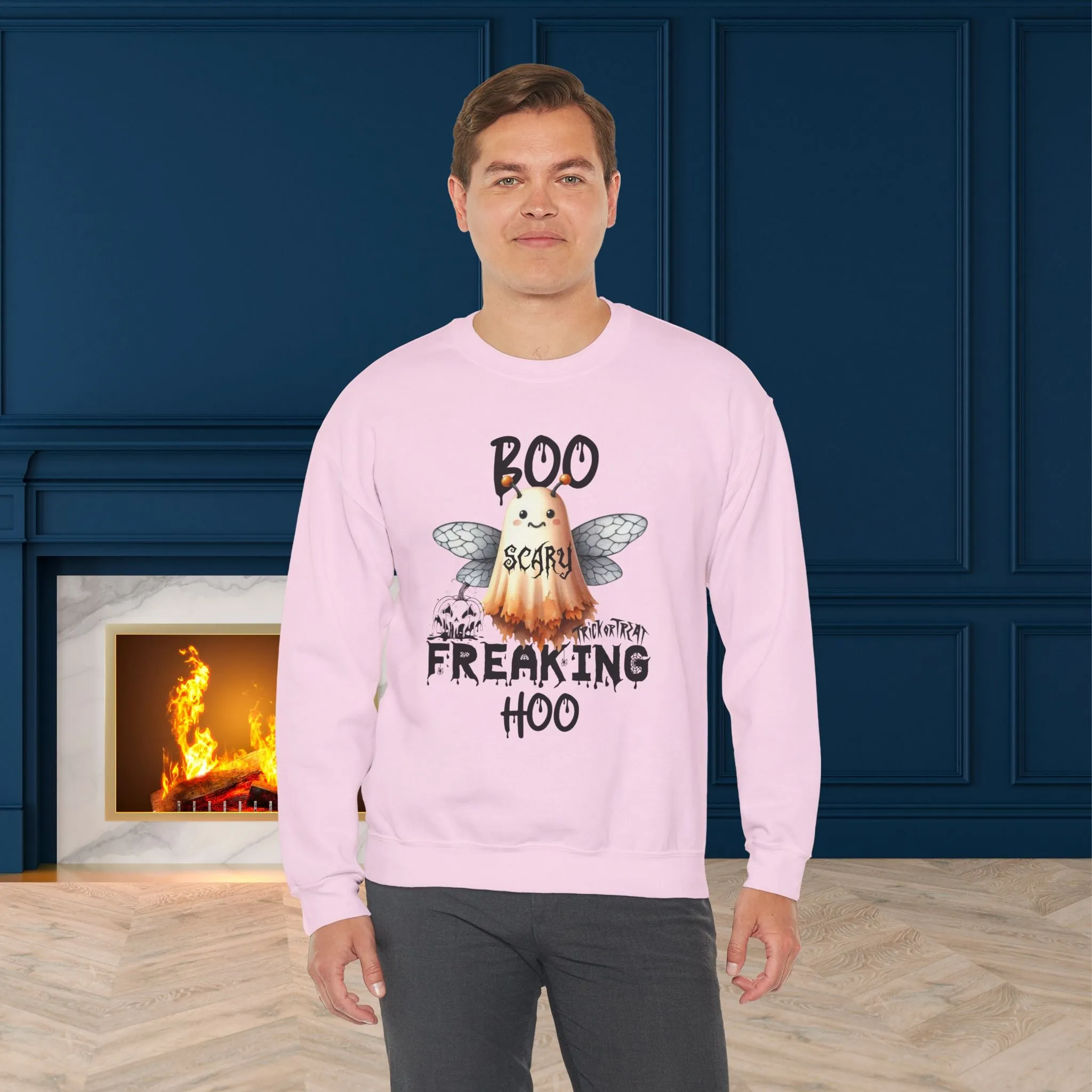 Boo Freaking Hoo Halloween Sweatshirt, Happy Halloween Sweatshirt - Unisex Heavy Blend Crewneck, Halloween Sweatshirt, Cute Spooky Ghost sweatshirt.