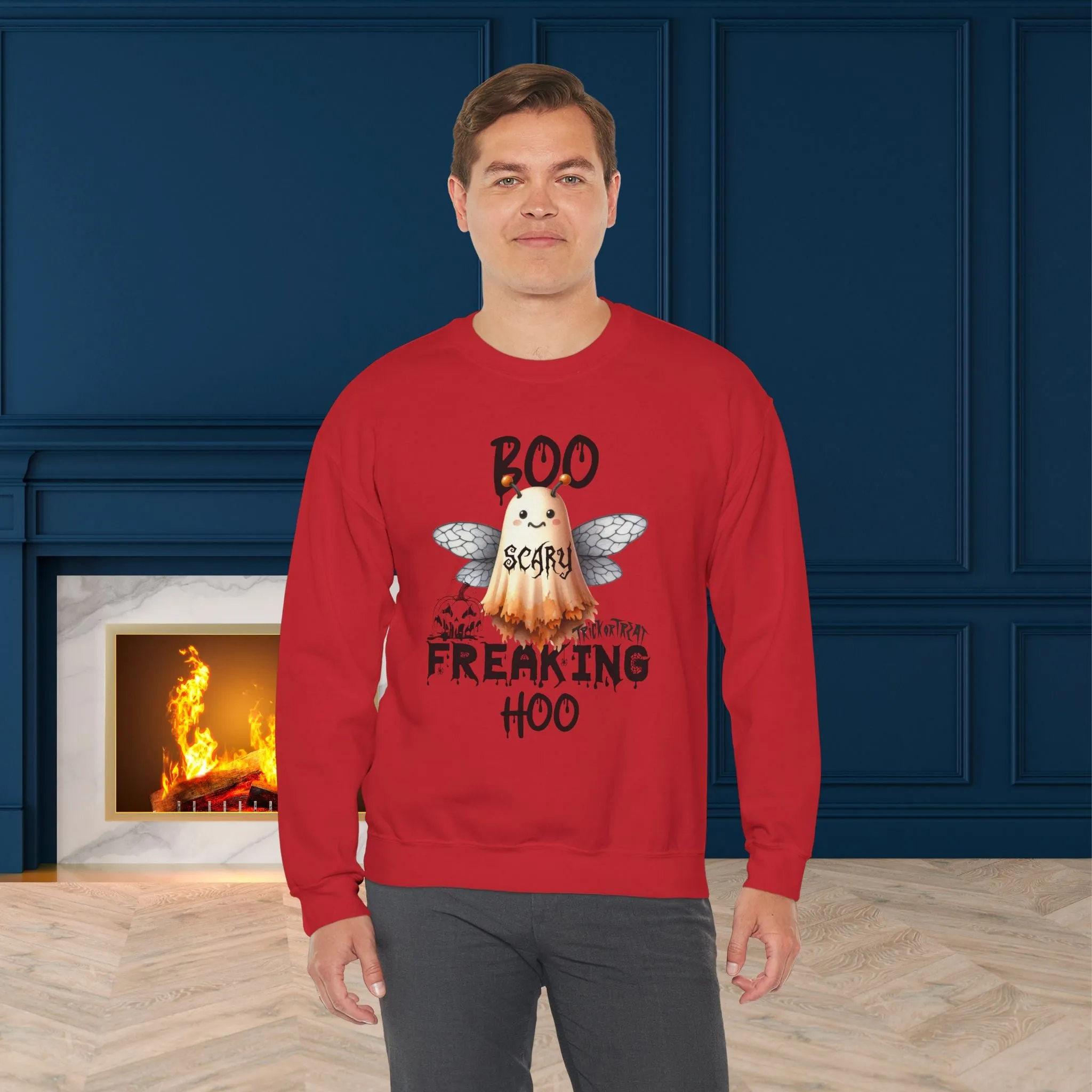 Boo Freaking Hoo Halloween Sweatshirt, Happy Halloween Sweatshirt - Unisex Heavy Blend Crewneck, Halloween Sweatshirt, Cute Spooky Ghost sweatshirt.