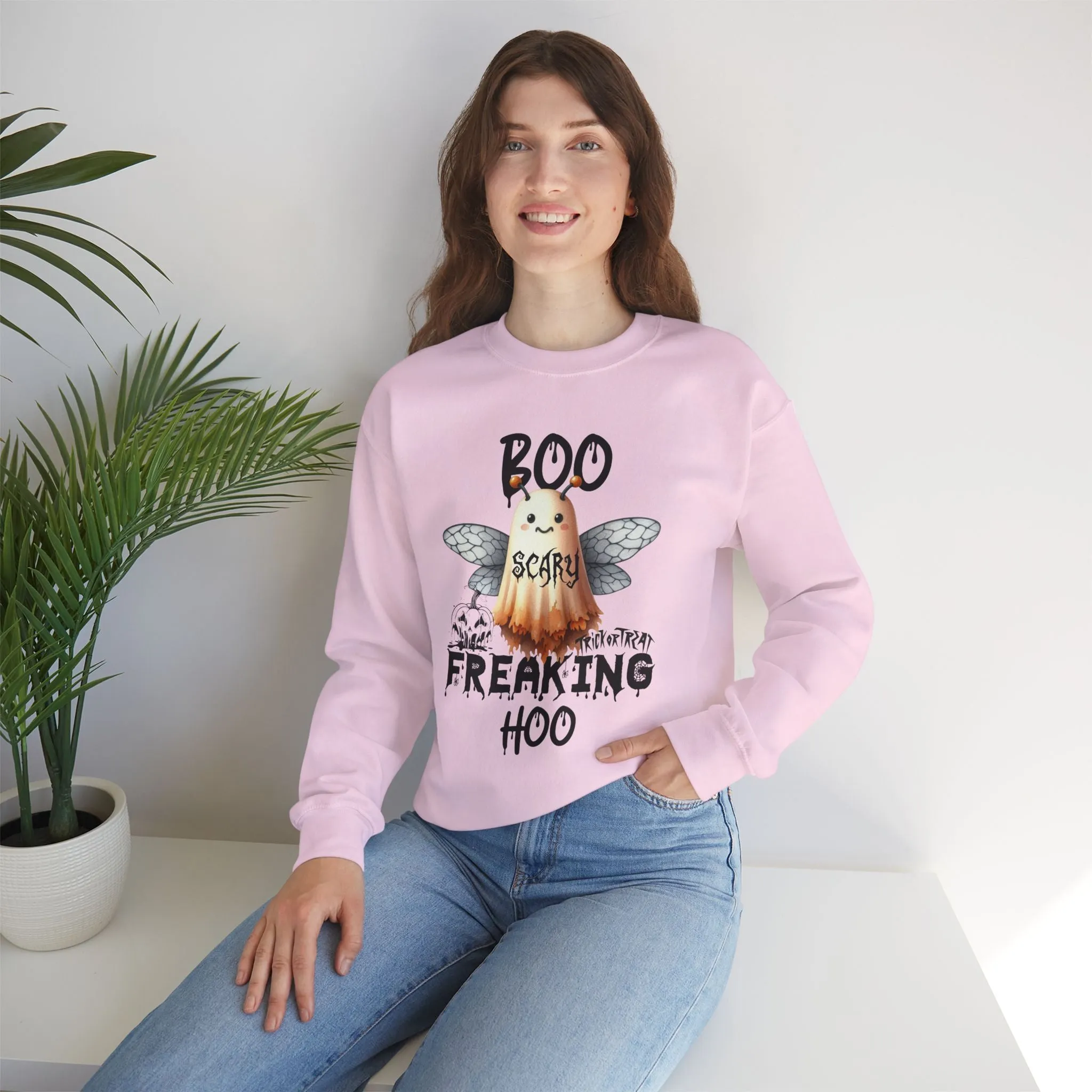 Boo Freaking Hoo Halloween Sweatshirt, Happy Halloween Sweatshirt - Unisex Heavy Blend Crewneck, Halloween Sweatshirt, Cute Spooky Ghost sweatshirt.