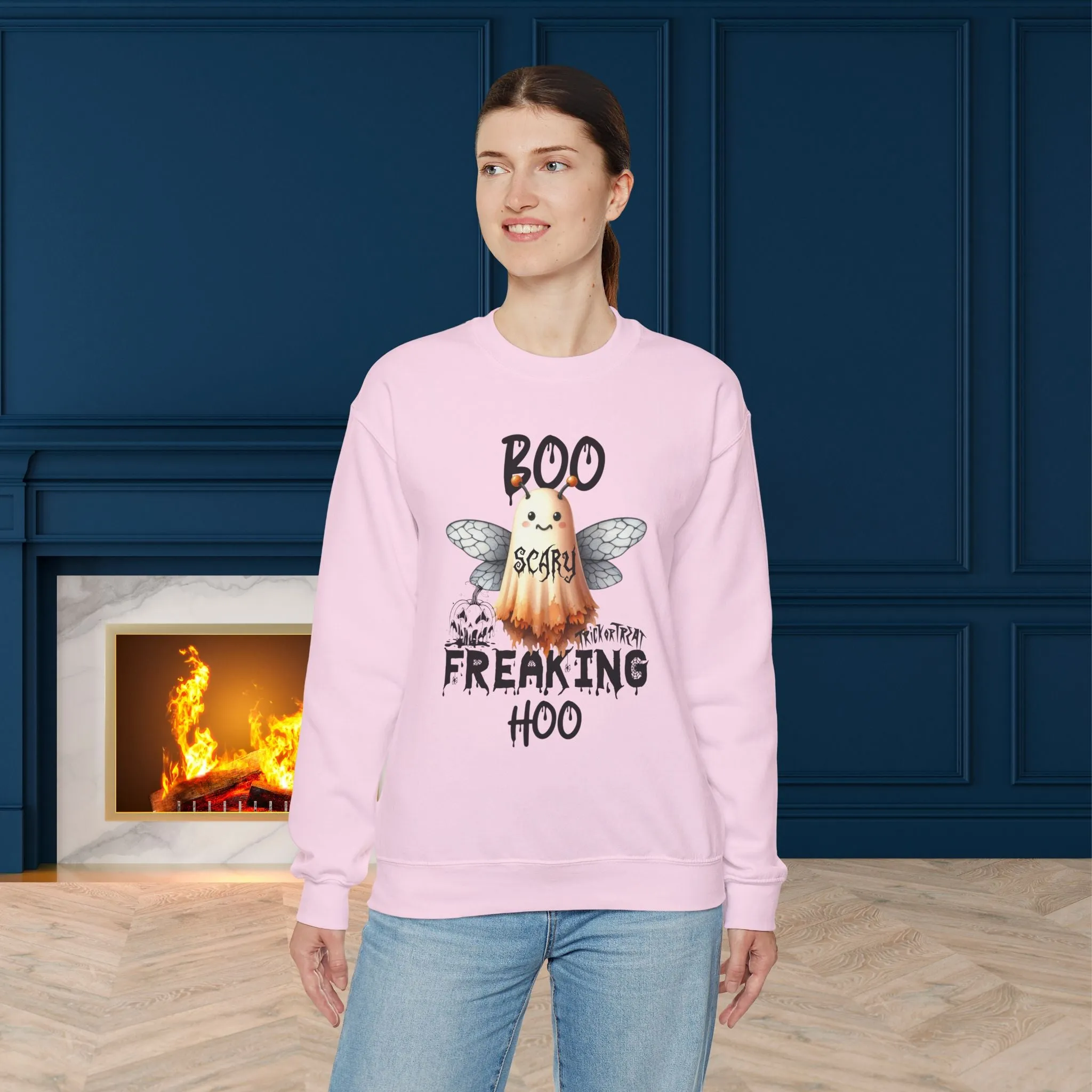 Boo Freaking Hoo Halloween Sweatshirt, Happy Halloween Sweatshirt - Unisex Heavy Blend Crewneck, Halloween Sweatshirt, Cute Spooky Ghost sweatshirt.