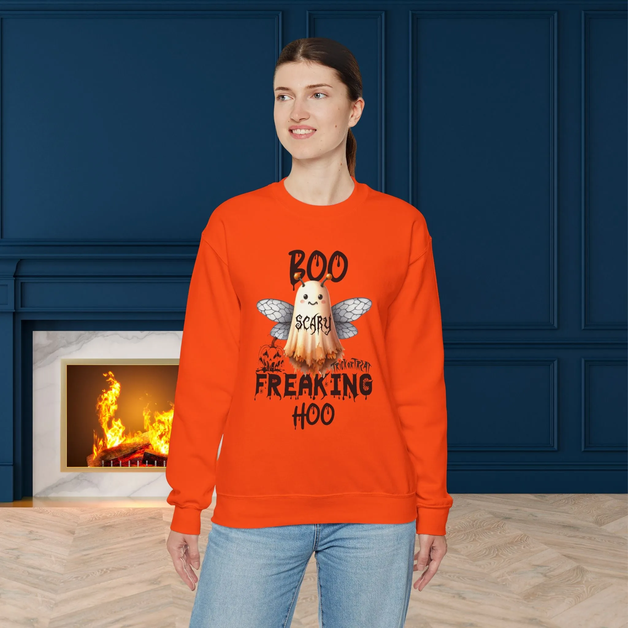 Boo Freaking Hoo Halloween Sweatshirt, Happy Halloween Sweatshirt - Unisex Heavy Blend Crewneck, Halloween Sweatshirt, Cute Spooky Ghost sweatshirt.