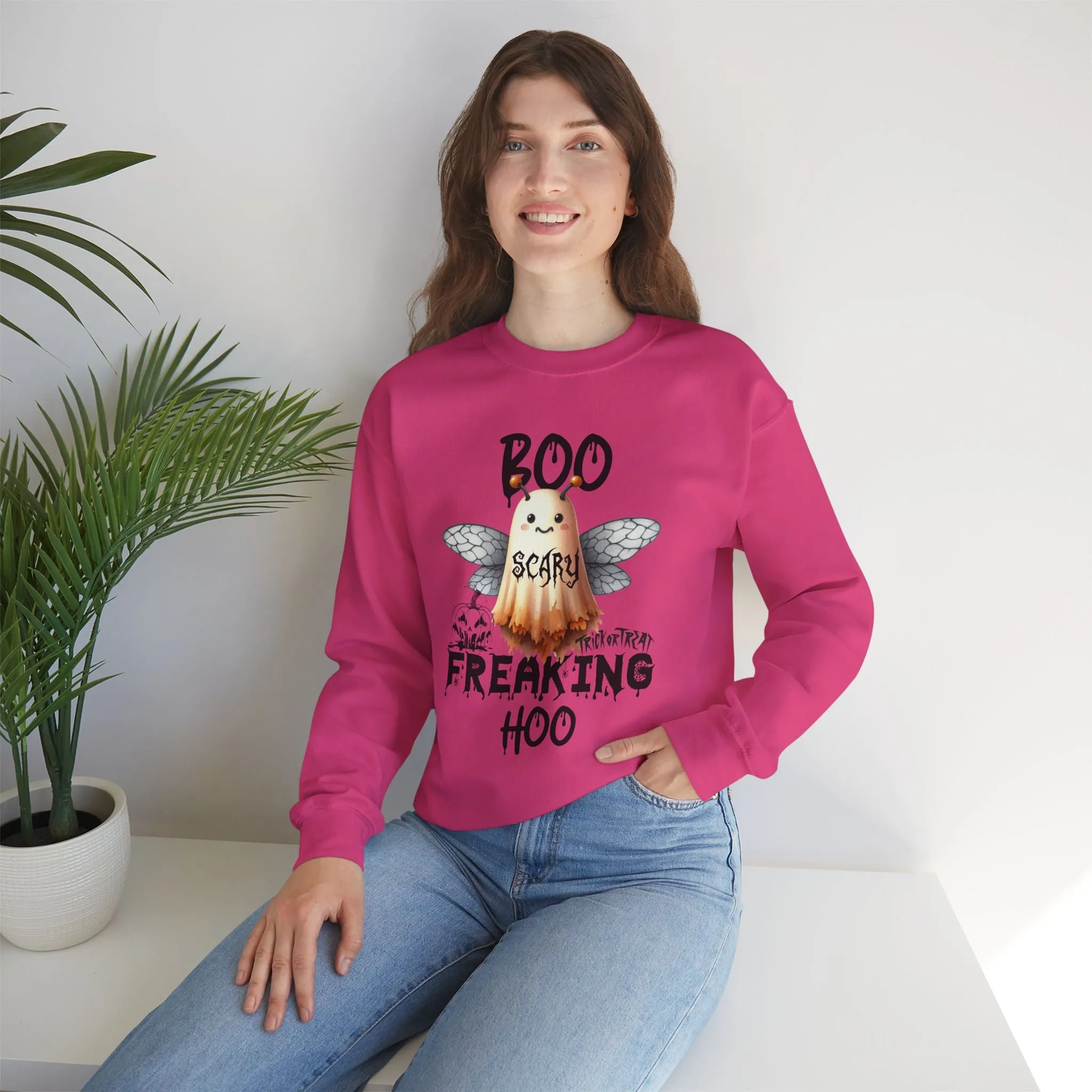 Boo Freaking Hoo Halloween Sweatshirt, Happy Halloween Sweatshirt - Unisex Heavy Blend Crewneck, Halloween Sweatshirt, Cute Spooky Ghost sweatshirt.