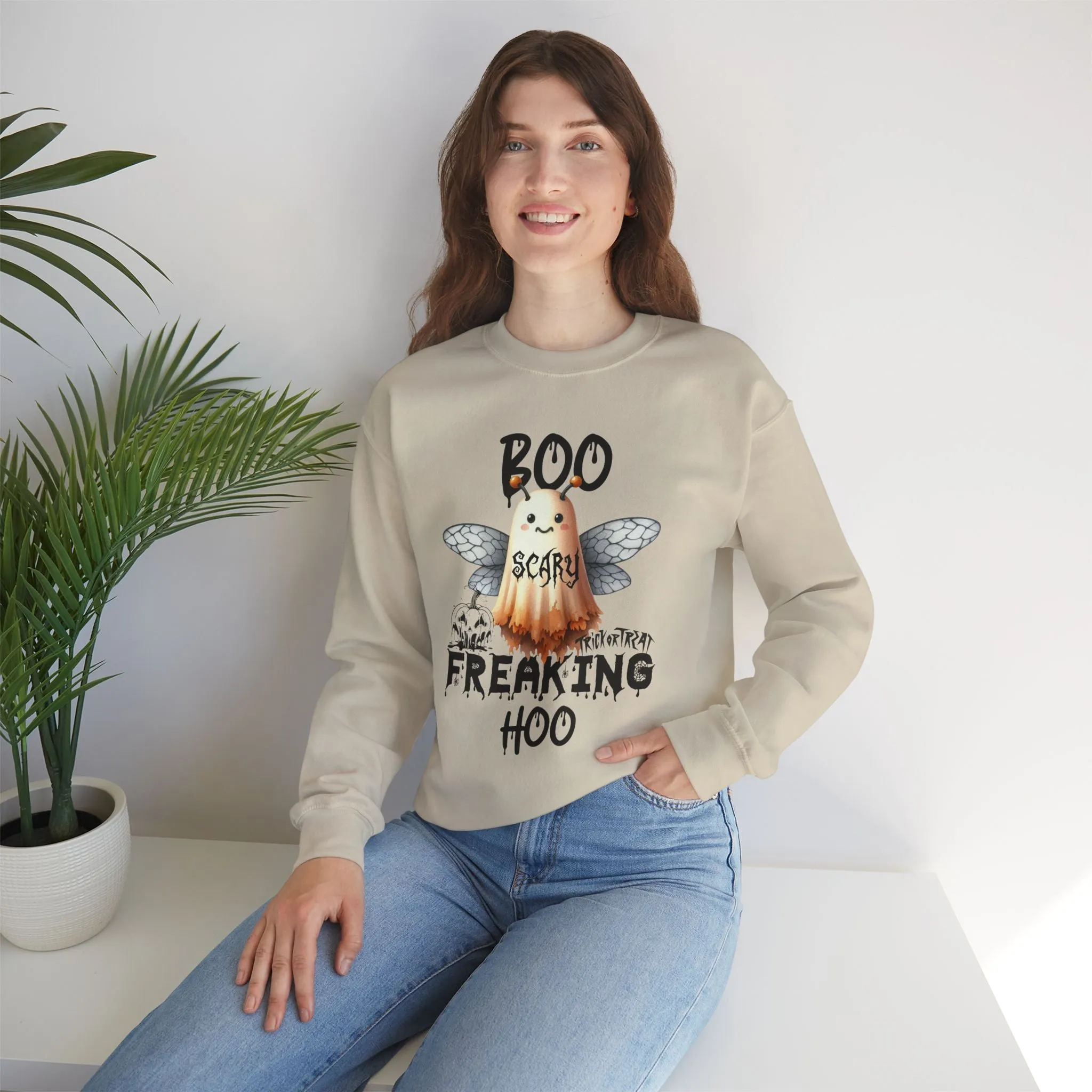 Boo Freaking Hoo Halloween Sweatshirt, Happy Halloween Sweatshirt - Unisex Heavy Blend Crewneck, Halloween Sweatshirt, Cute Spooky Ghost sweatshirt.