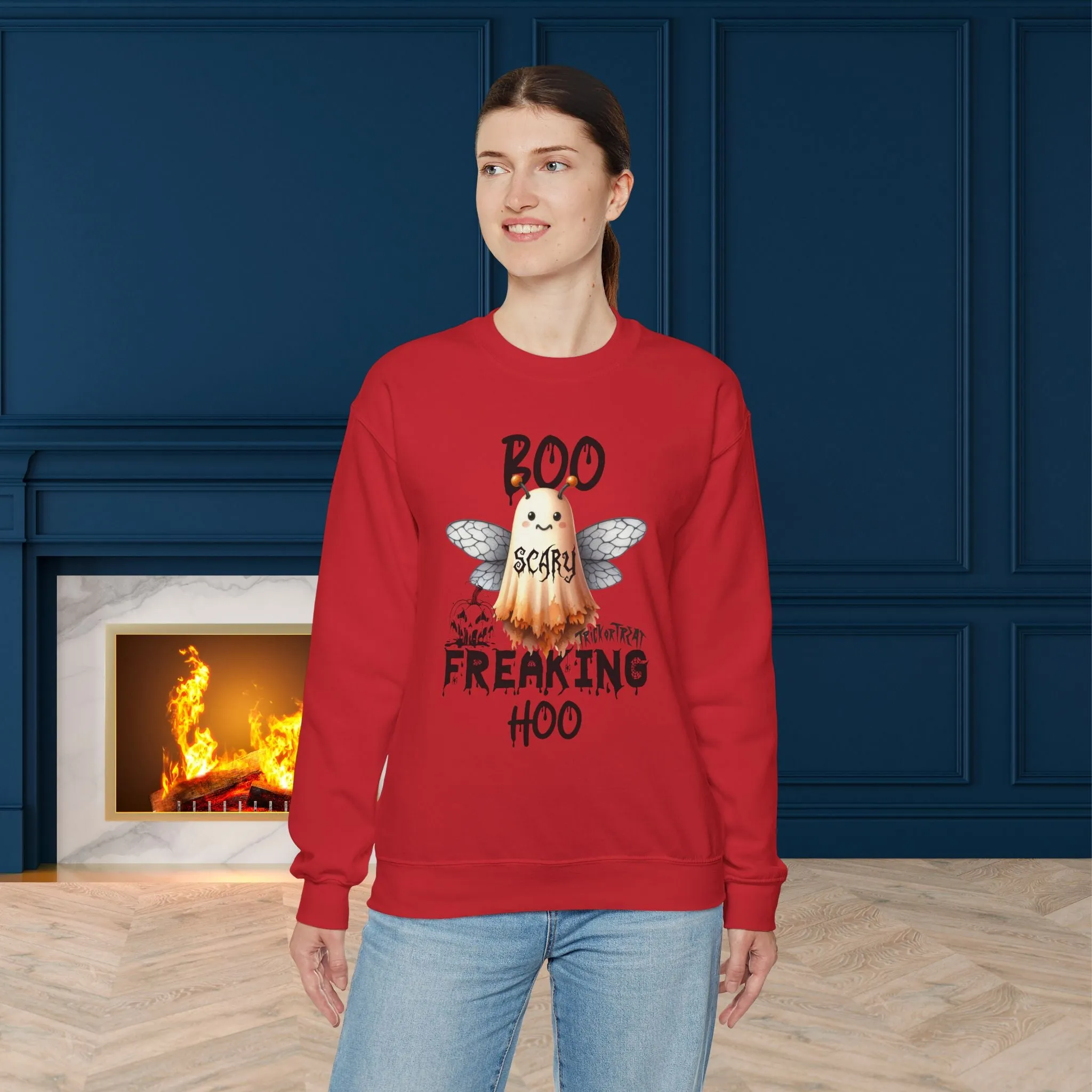 Boo Freaking Hoo Halloween Sweatshirt, Happy Halloween Sweatshirt - Unisex Heavy Blend Crewneck, Halloween Sweatshirt, Cute Spooky Ghost sweatshirt.