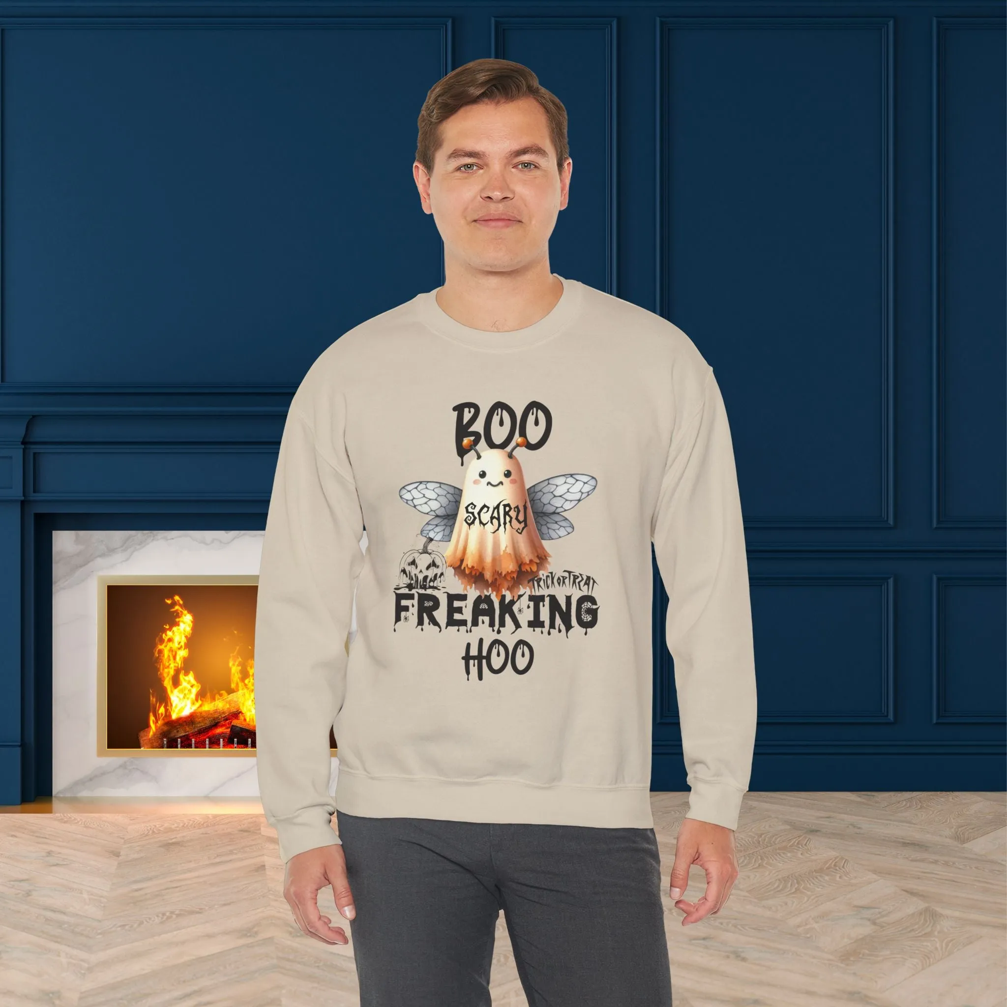 Boo Freaking Hoo Halloween Sweatshirt, Happy Halloween Sweatshirt - Unisex Heavy Blend Crewneck, Halloween Sweatshirt, Cute Spooky Ghost sweatshirt.