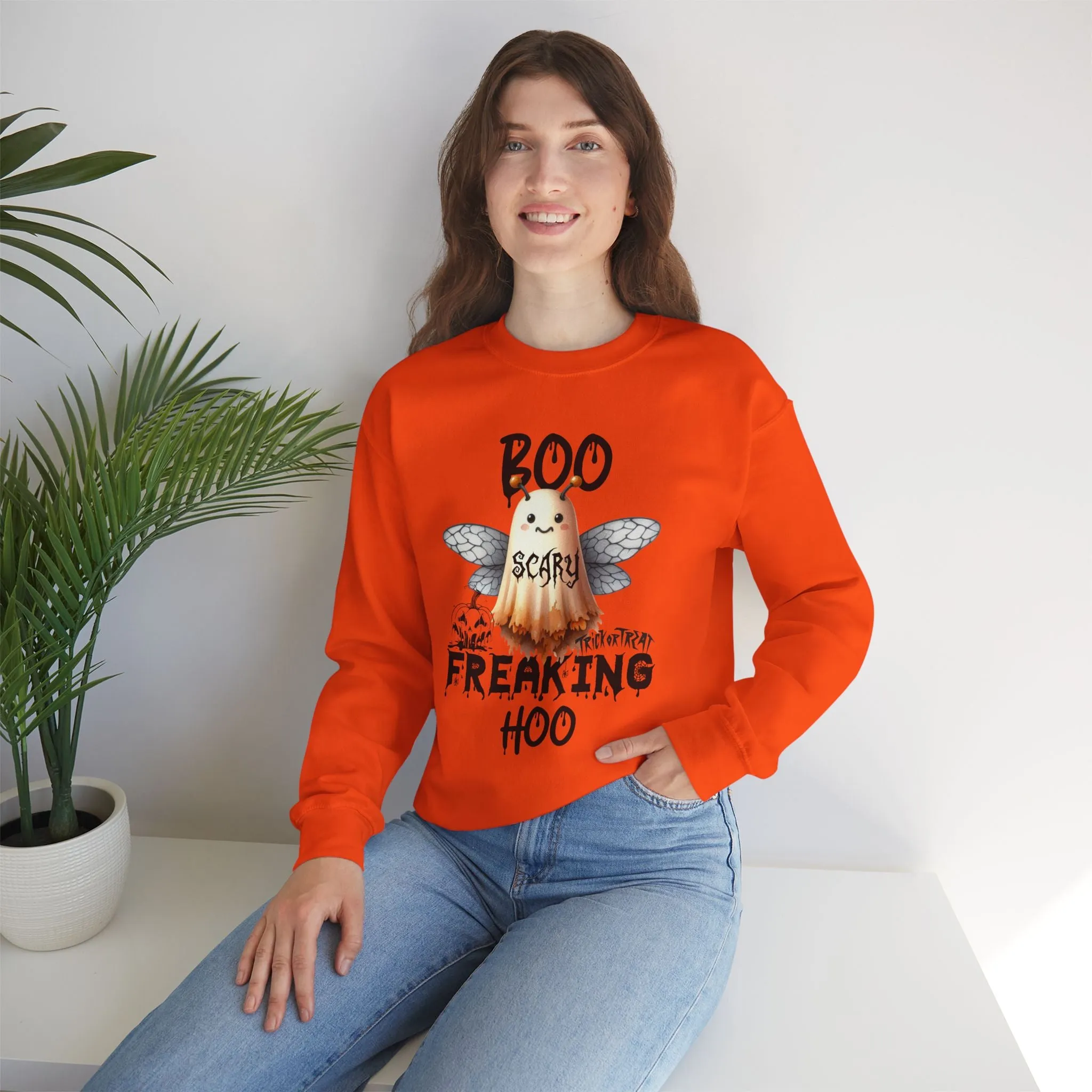 Boo Freaking Hoo Halloween Sweatshirt, Happy Halloween Sweatshirt - Unisex Heavy Blend Crewneck, Halloween Sweatshirt, Cute Spooky Ghost sweatshirt.