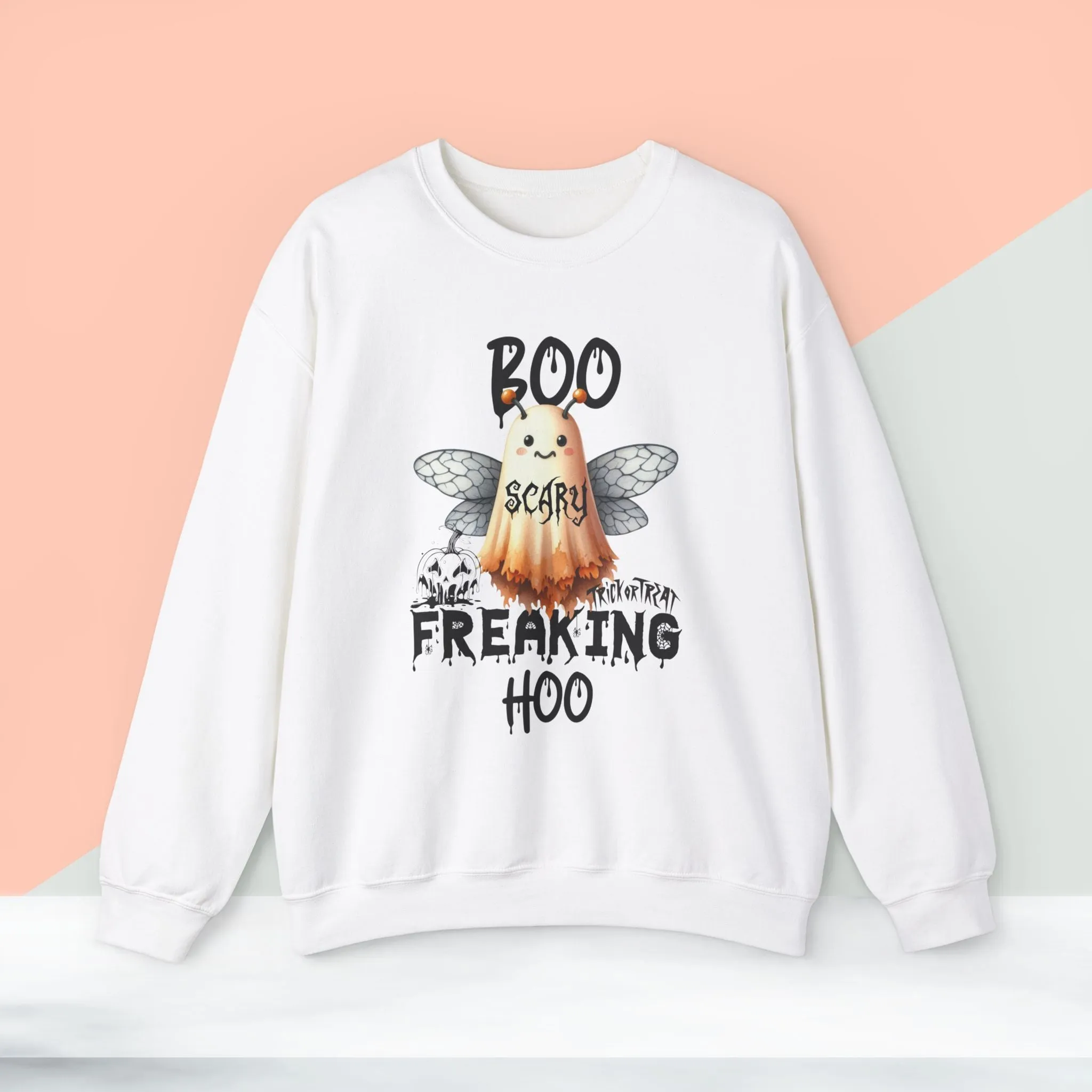 Boo Freaking Hoo Halloween Sweatshirt, Happy Halloween Sweatshirt - Unisex Heavy Blend Crewneck, Halloween Sweatshirt, Cute Spooky Ghost sweatshirt.