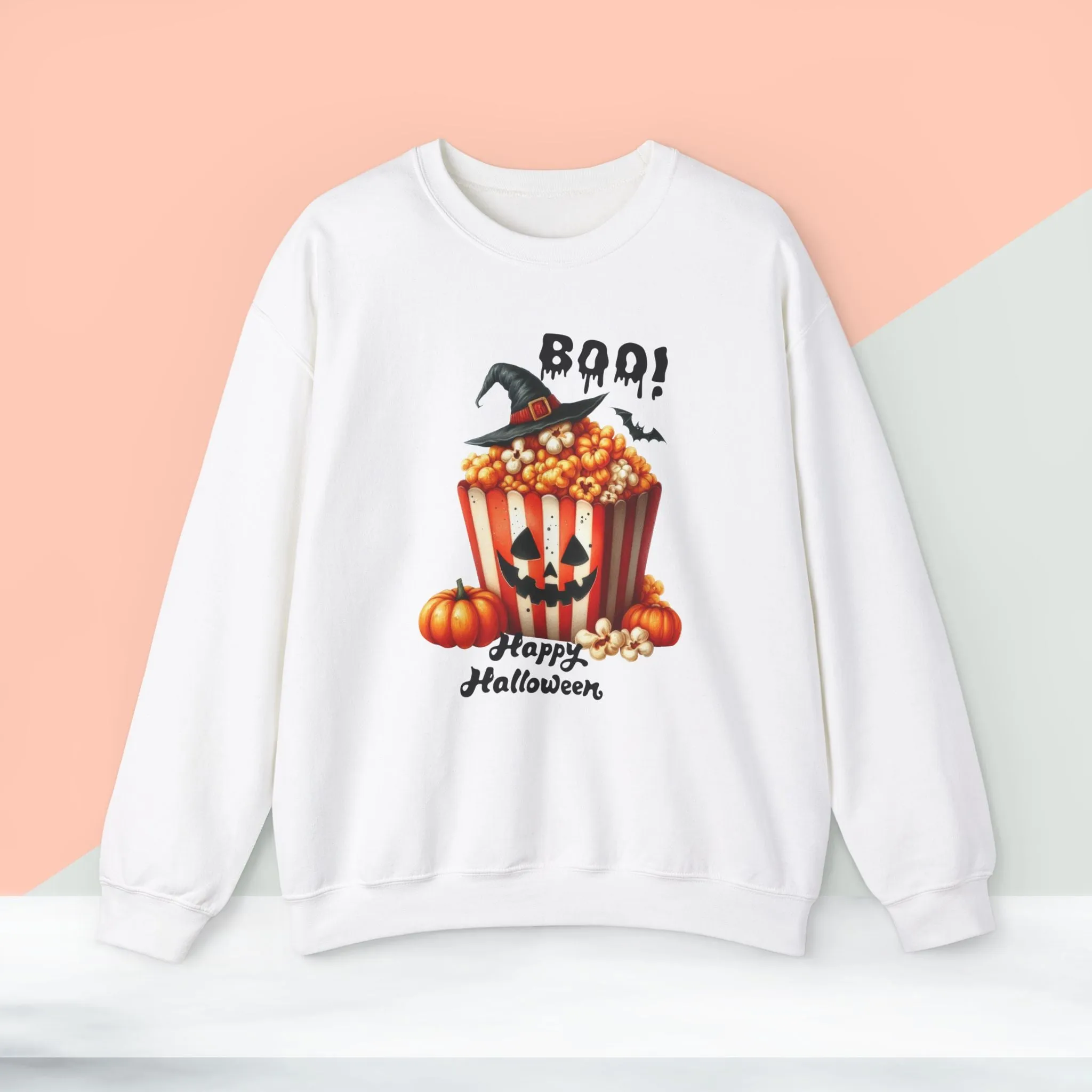 Boo Happy Halloween Sweatshirt, Happy Halloween Sweatshirt - Unisex Heavy Blend Crewneck, Halloween Sweatshirt, Cute Spooky Ghost sweatshirt.