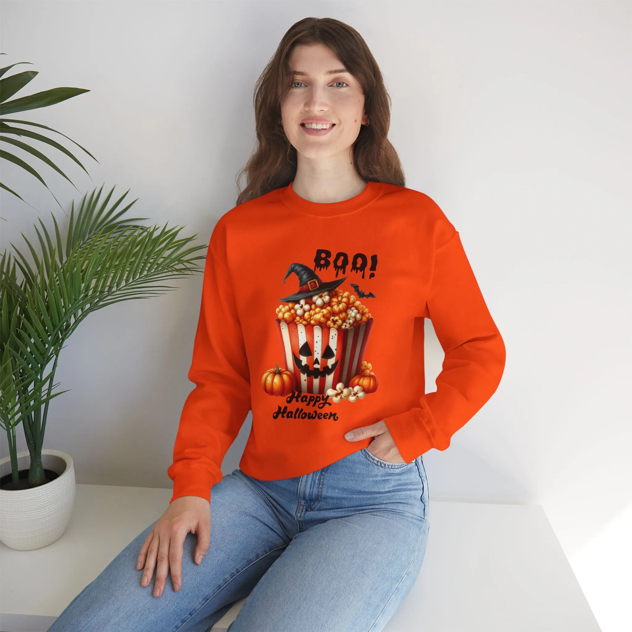 Boo Happy Halloween Sweatshirt, Happy Halloween Sweatshirt - Unisex Heavy Blend Crewneck, Halloween Sweatshirt, Cute Spooky Ghost sweatshirt.