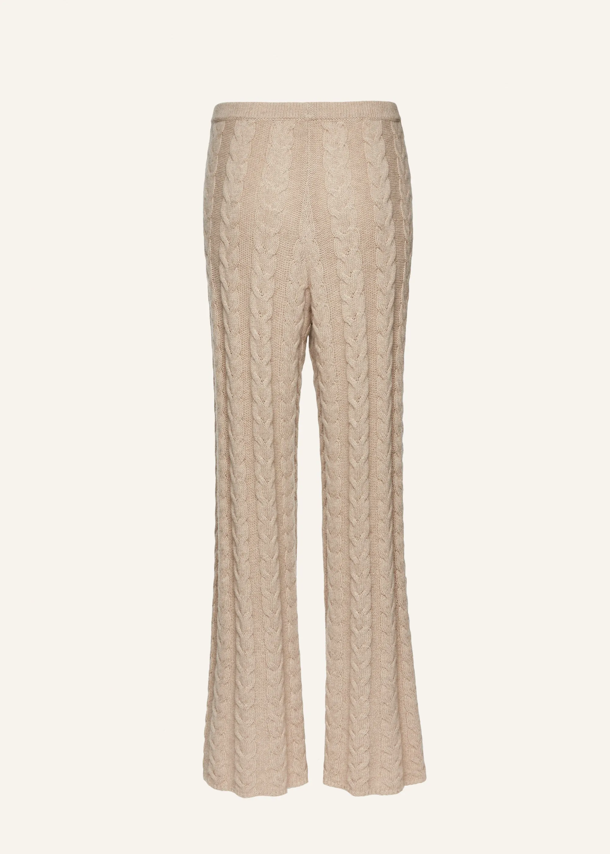 Braid-knit cashmere pants in beige