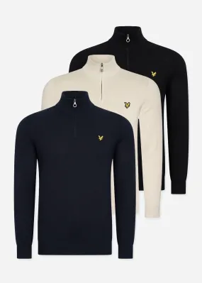 Bundle cotton merino quarter zip jumper - jet black - cove - dark navy