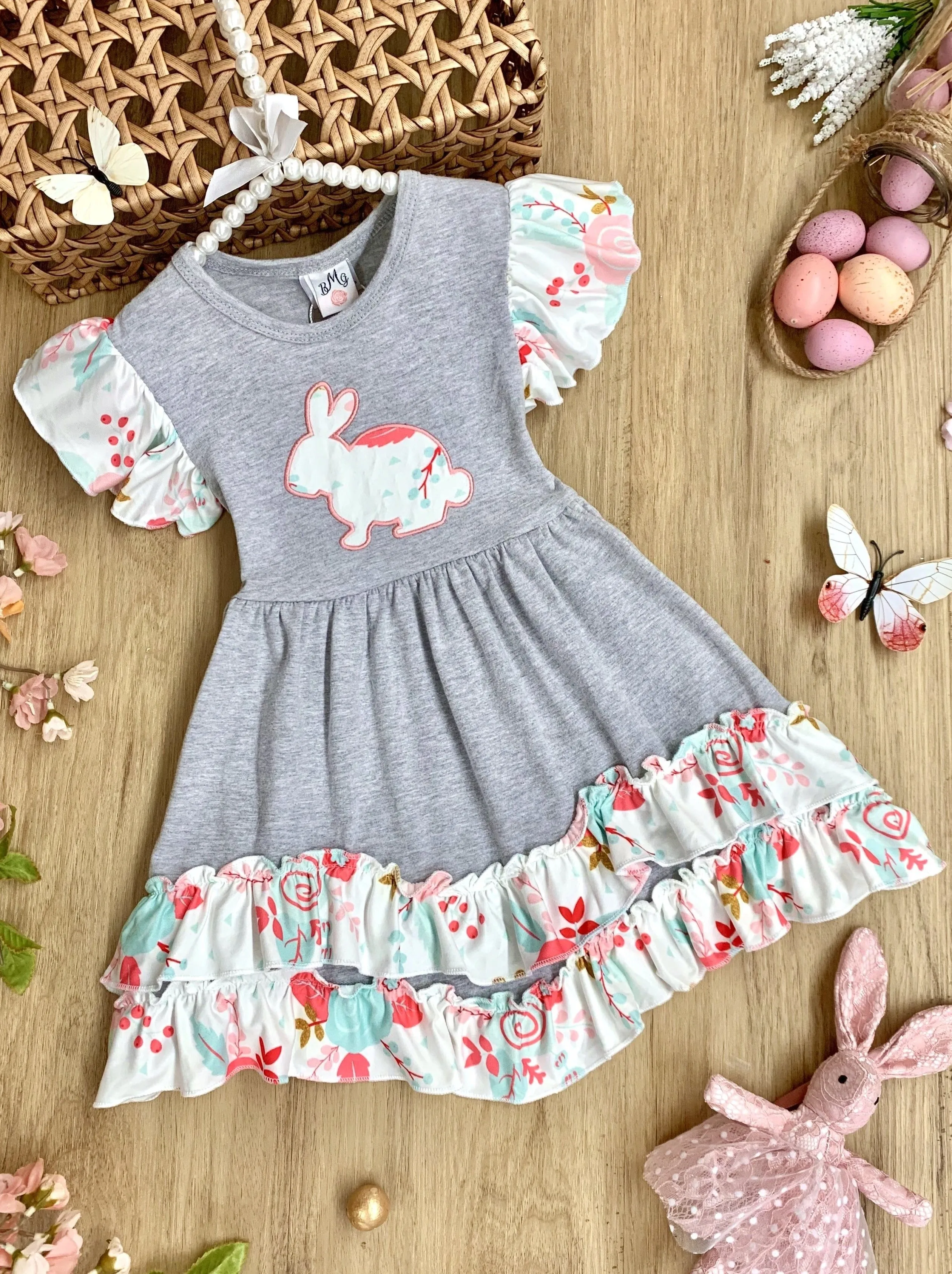 Bunny Flutter Sleeve Tiered Ruffle Dress