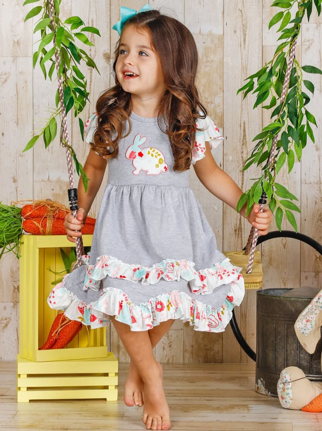 Bunny Flutter Sleeve Tiered Ruffle Dress