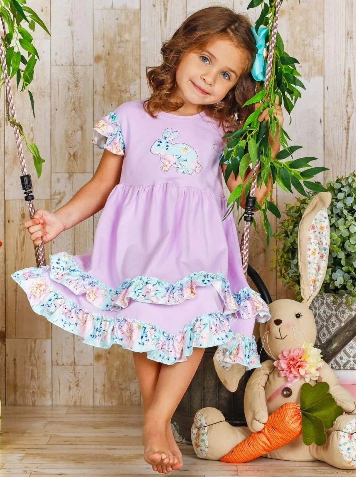 Bunny Flutter Sleeve Tiered Ruffle Dress