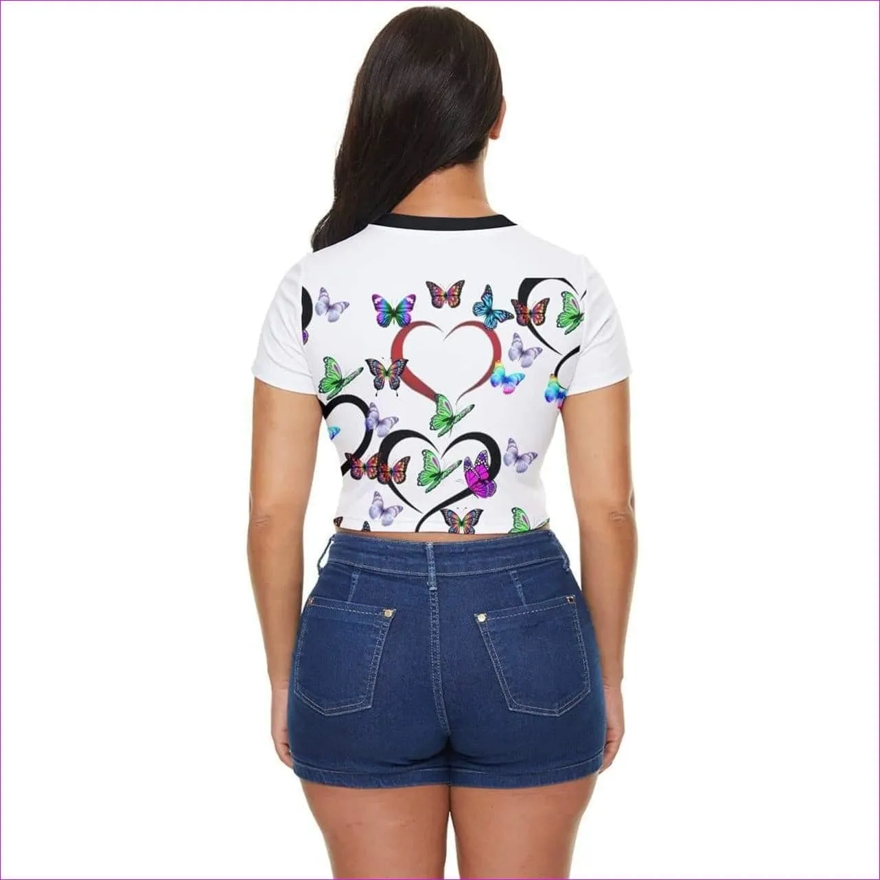 Butterfly Love Side Button Cropped Tee