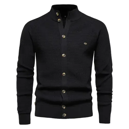 Button Mock Neck Men's Cardigan