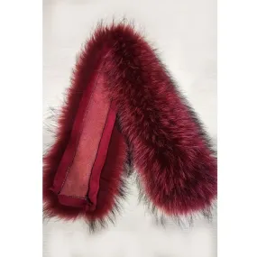 BY ORDER XL Large Red Finnish Real Raccoon Fur Collar, Fur Trim for Hoodie, Raccoon Fur Collar, Fur Scarf, Fur Ruff, Raccoon Fur Hood