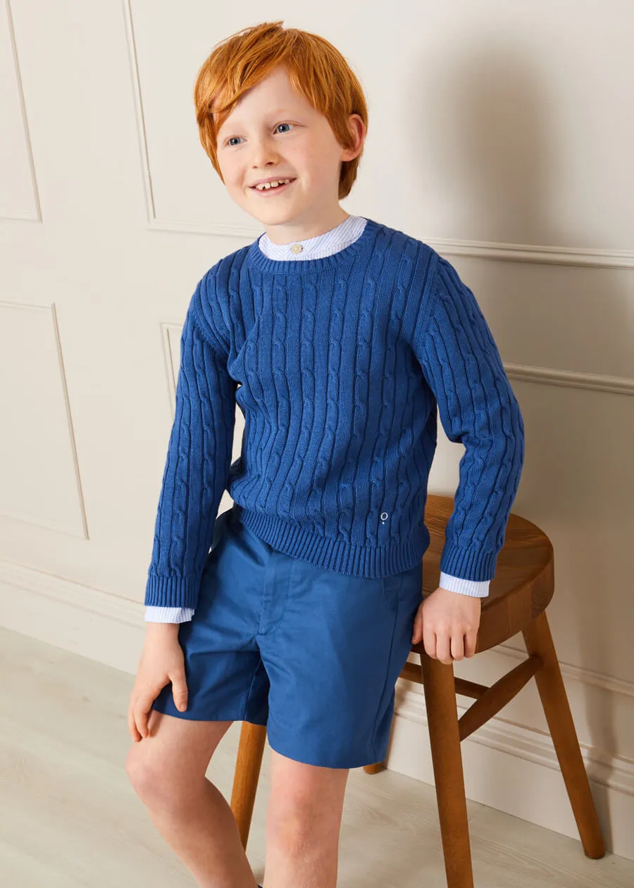 Cable Knit Crewneck Jumper in Blue (2-10yrs)